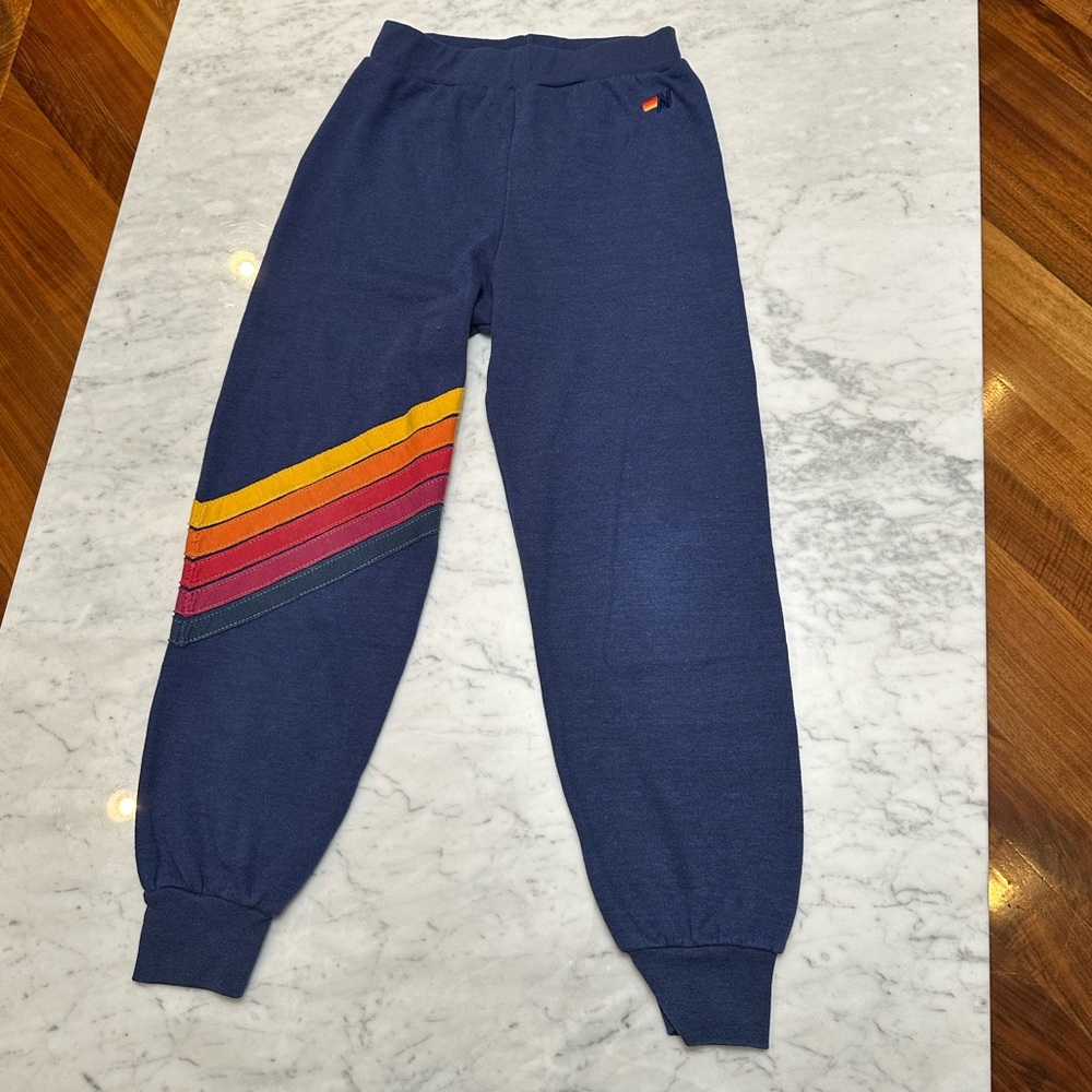 Aviator Nation Navy Rainbow stripe sweatpants